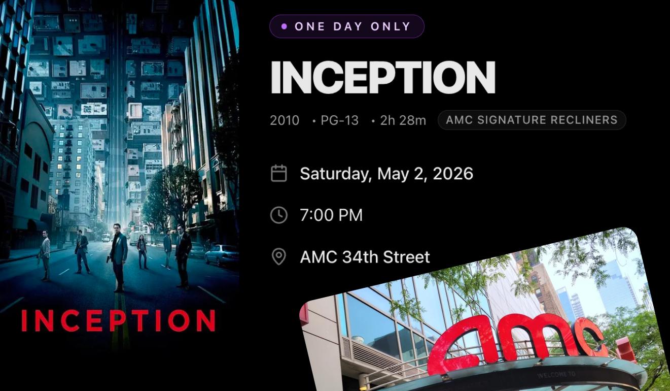 Inception at AMC via SilverScreen